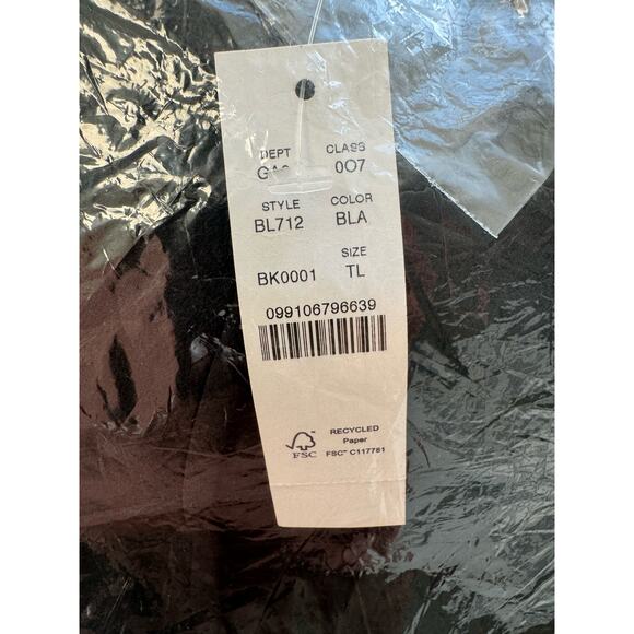 J. Crew Puff Sleeve Keyhole Neck Crepe Blouse Top Black Women's L Tall NWT - Picture 5 of 7